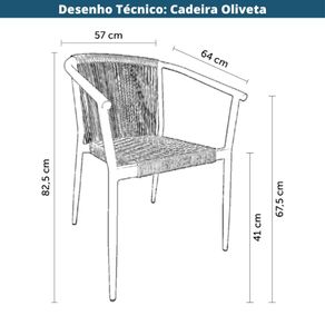 11 Cadeira Empilhavel Oliveta Rivatti 57 cm -Larg- Estrutura Aluminio Castanho Corda Nautica Terracota
